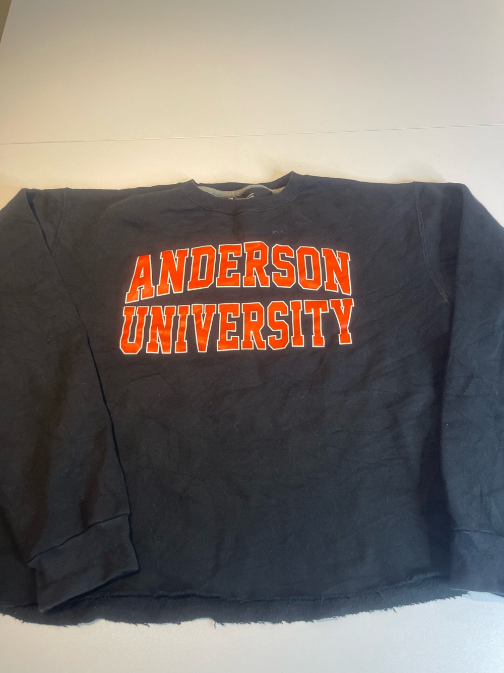 Anderson University Men's Navy Sweatshirt with Orange Logo